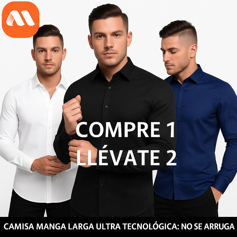 COMPRE 1 Y LLÉVATE 2 - CAMISA MANGA LARGA ULTRA TECNOLÓGICA - NO SE ARRUGA